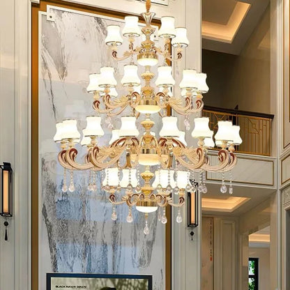 Big Crystal Chandelier for Duplex Villa and Hotel Lobby Lighting