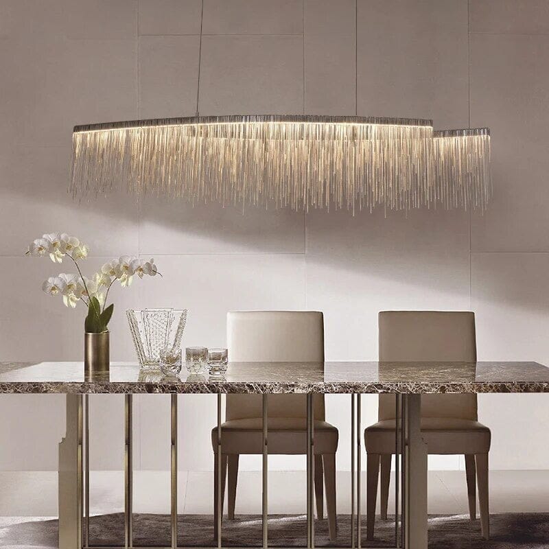 Lustre en chaîne longue à pampilles Helene Nordic