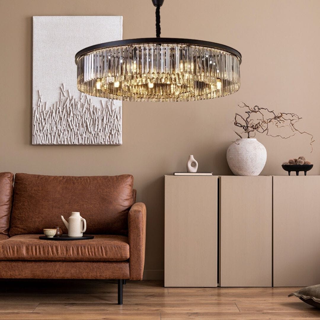 Lustre en Cristal Gris Beatrice Cascading
