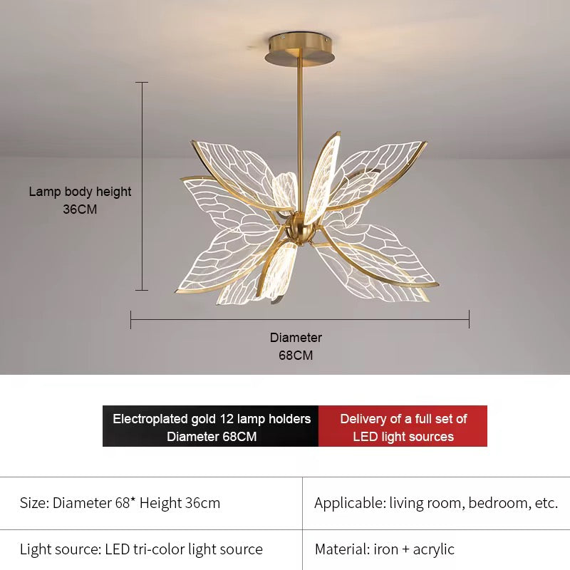Inès Butterfly Acrylic Chandelier