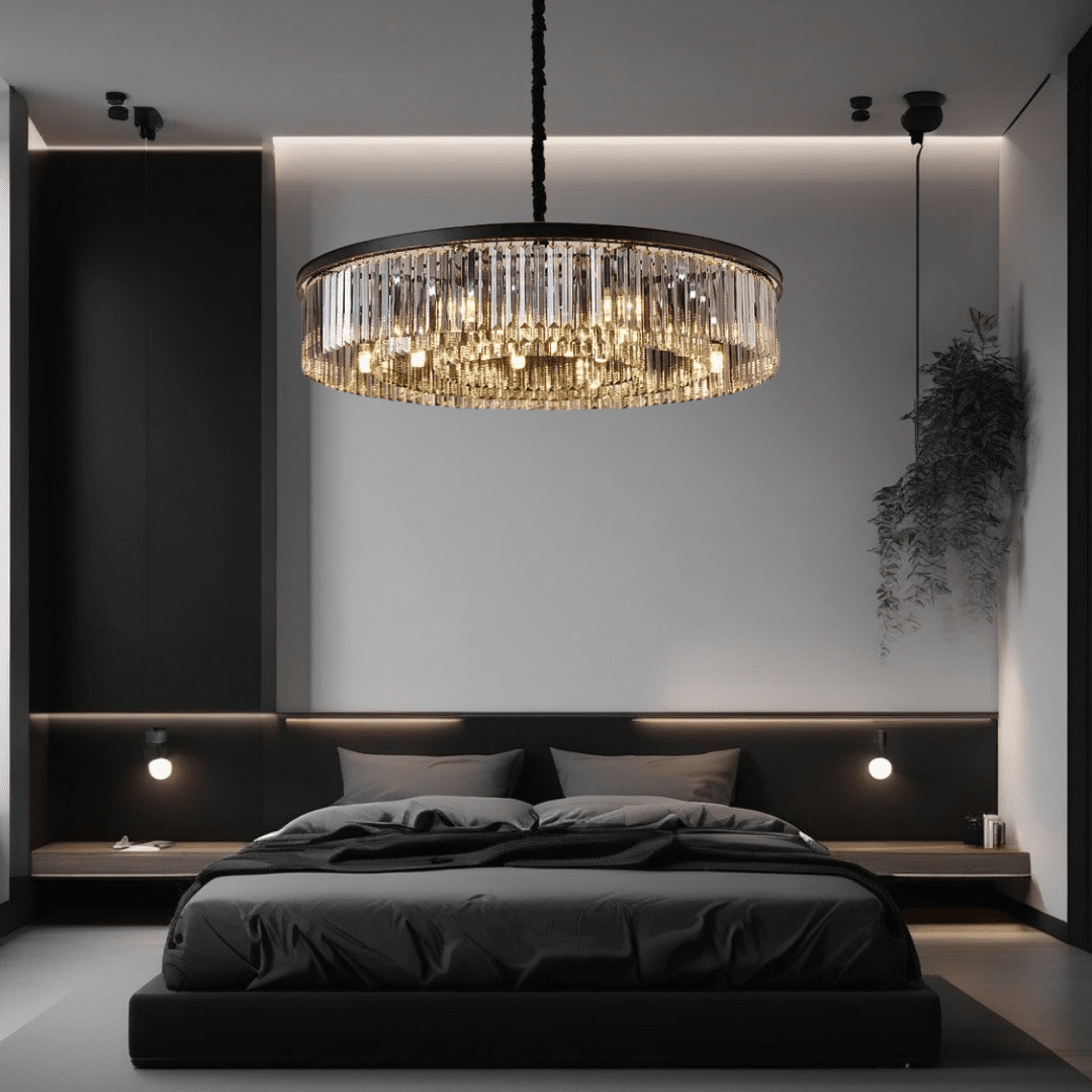 Lustre en Cristal Gris Beatrice Cascading