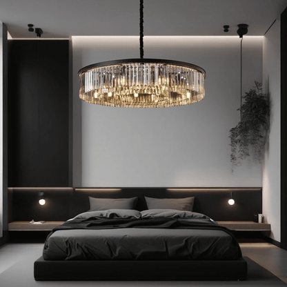 Lustre en Cristal Gris Beatrice Cascading
