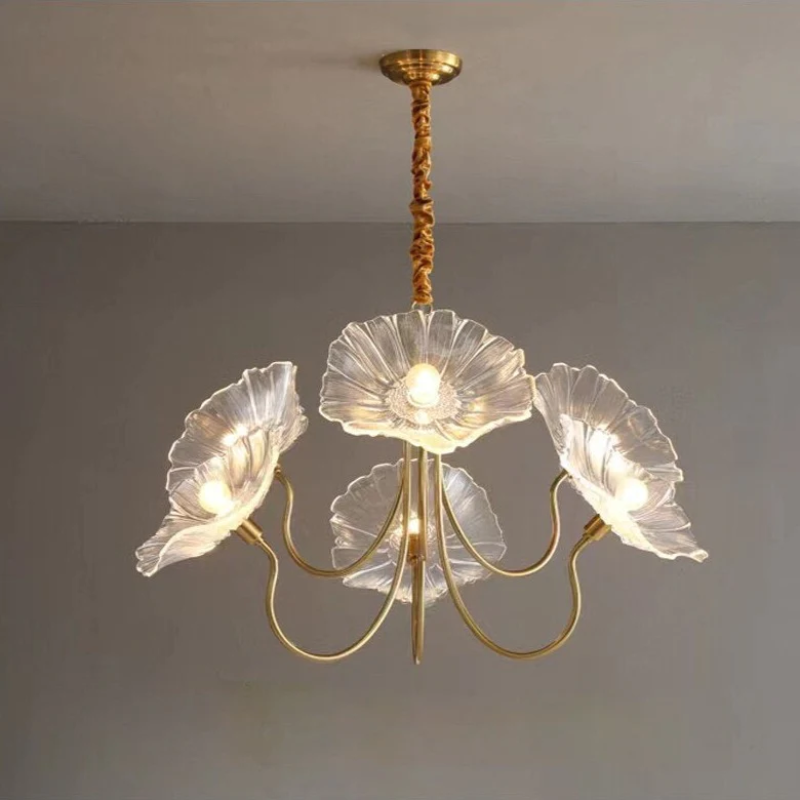 Lustre LED en laiton Amélie style fleuri