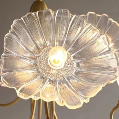 Lustre LED en laiton Amélie style fleuri