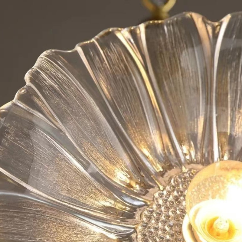 Lustre LED en laiton Amélie style fleuri