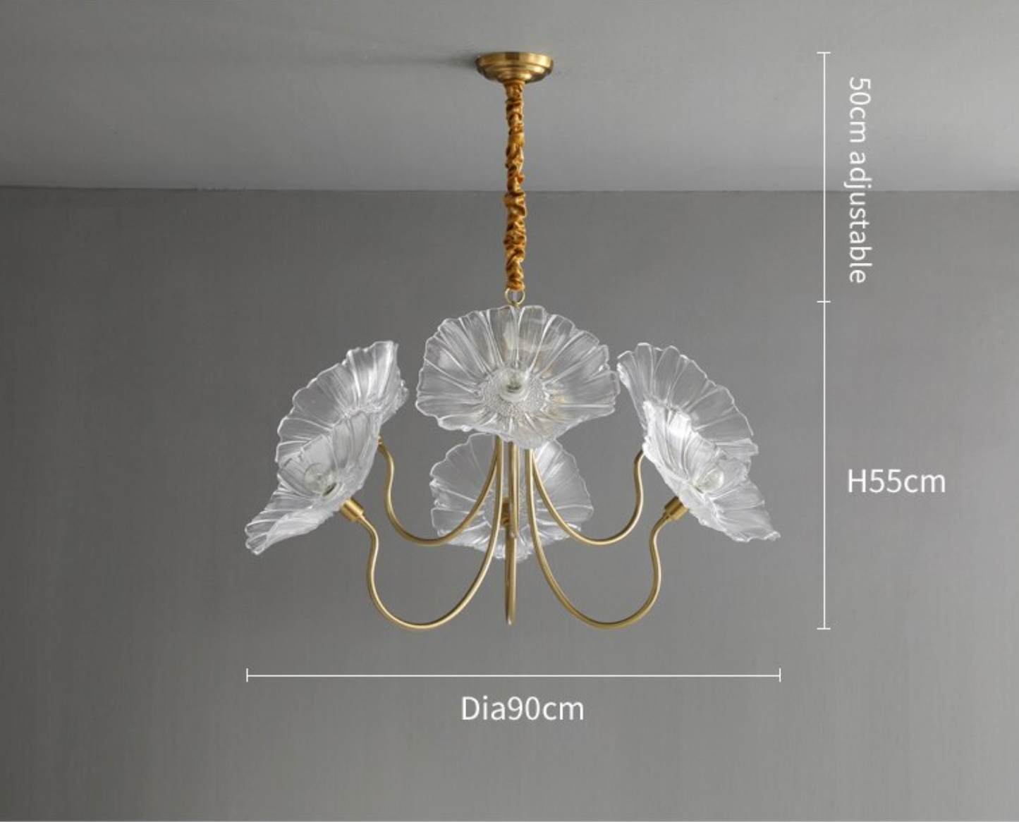 Lustre LED en laiton Amélie style fleuri