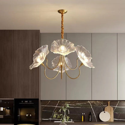 Lustre LED en laiton Amélie style fleuri