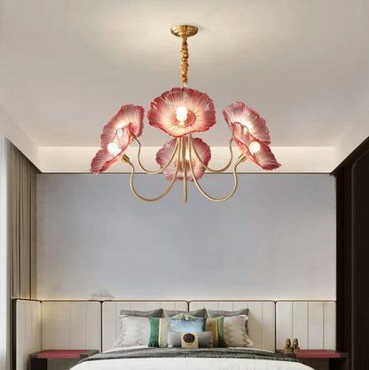 Lustre LED en laiton Amélie style fleuri