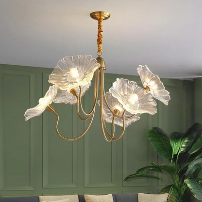 Lustre LED en laiton Amélie style fleuri