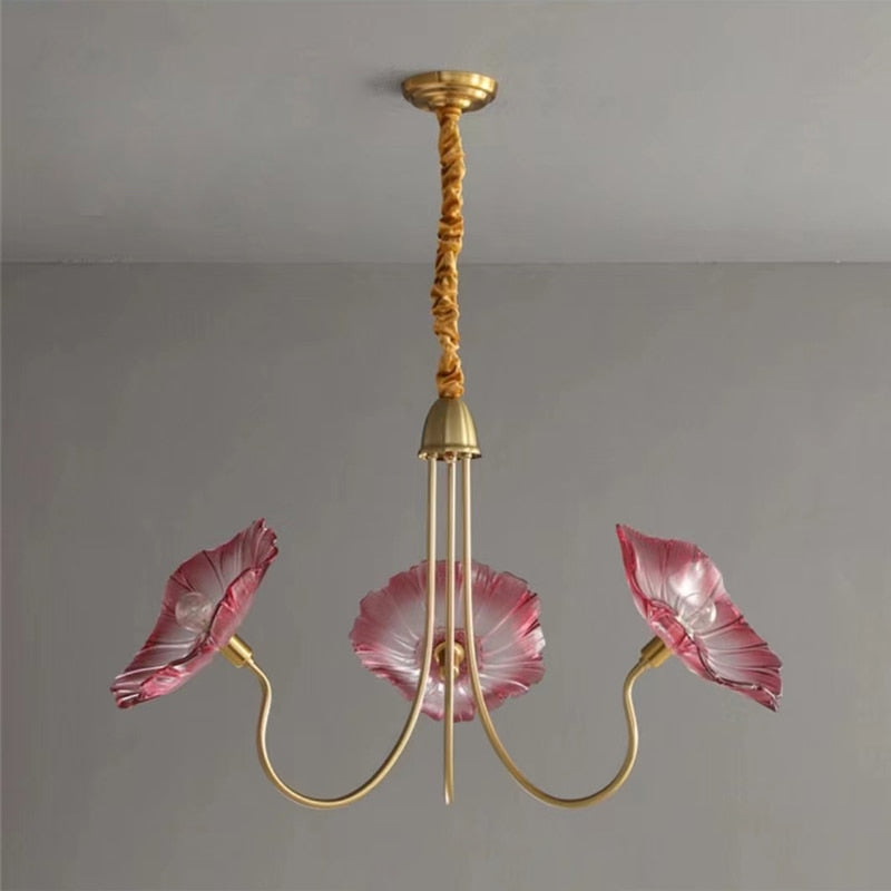 Lustre LED en laiton Amélie style fleuri