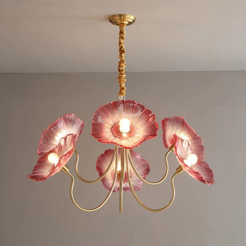Lustre LED en laiton Amélie style fleuri