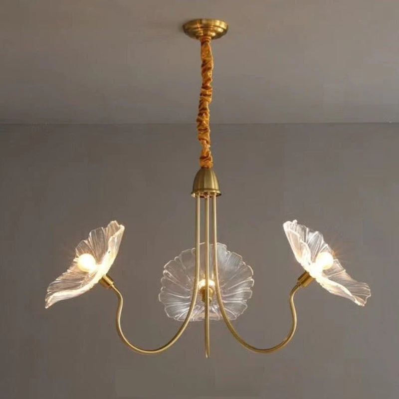 Lustre LED en laiton Amélie style fleuri