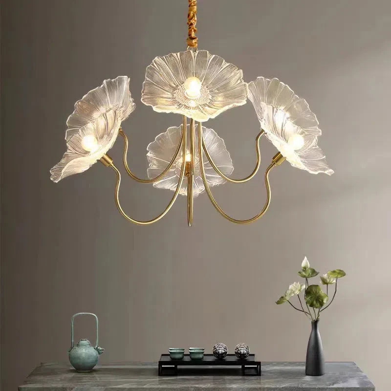 Lustre LED en laiton Amélie style fleuri