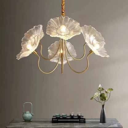 Lustre LED en laiton Amélie style fleuri