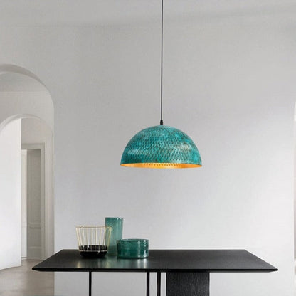 Élise Industrial Gleamer Teal Brass Pendant Light