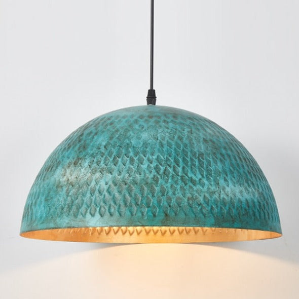 Élise Industrial Gleamer Teal Brass Pendant Light
