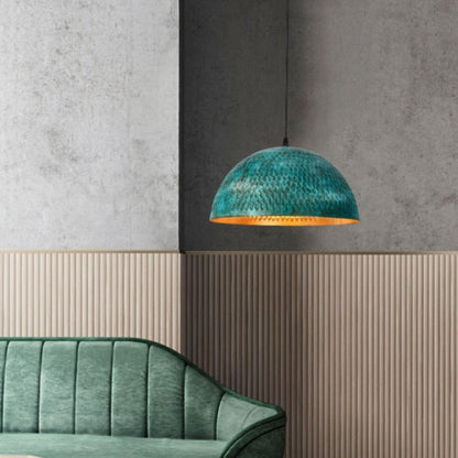 Élise Industrial Gleamer Teal Brass Pendant Light