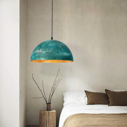 Élise Industrial Gleamer Teal Brass Pendant Light