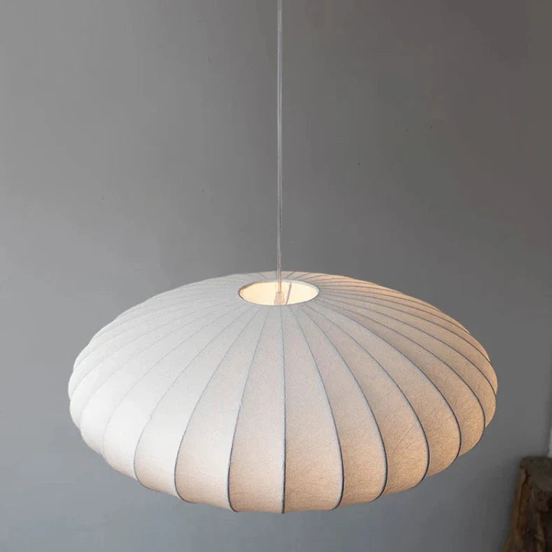 Suspension Sophie en soie japonaise, lampe de plafond en tissu blanc