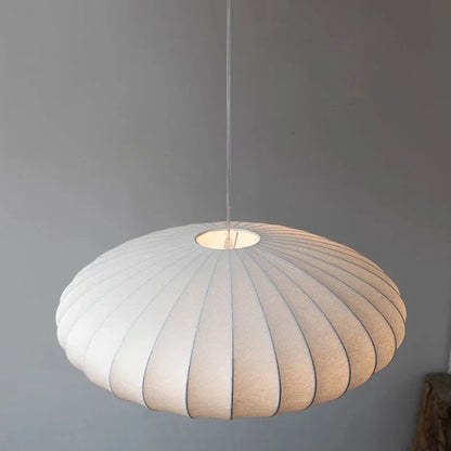 Suspension Sophie en soie japonaise, lampe de plafond en tissu blanc