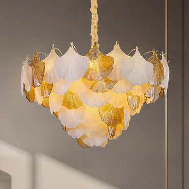 Lustre Isabelle Ginkgo Feuille de Verre