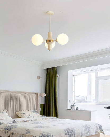 Élodie Glass Chandelier, Elegant Cream and White Globe Design