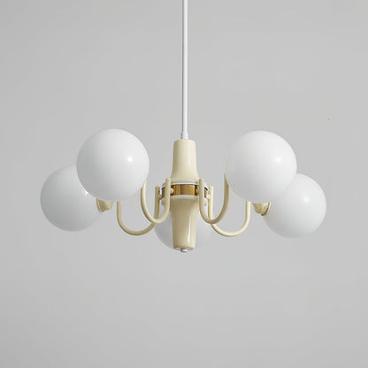 Élodie Glass Chandelier, Elegant Cream and White Globe Design