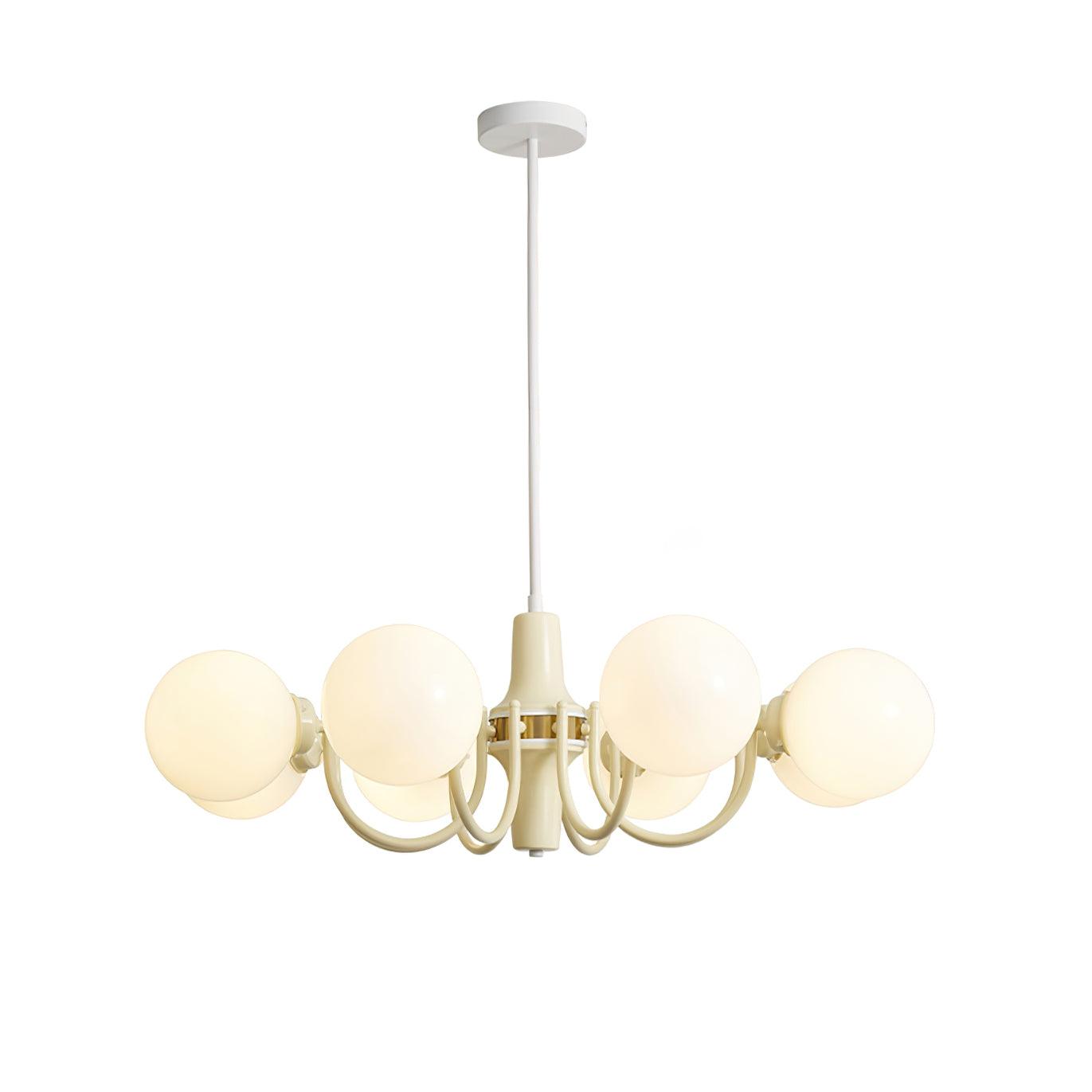 Élodie Glass Chandelier, Elegant Cream and White Globe Design