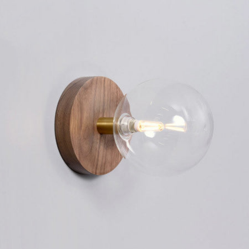 Élise Nordic Wood Glass Wall Lamp