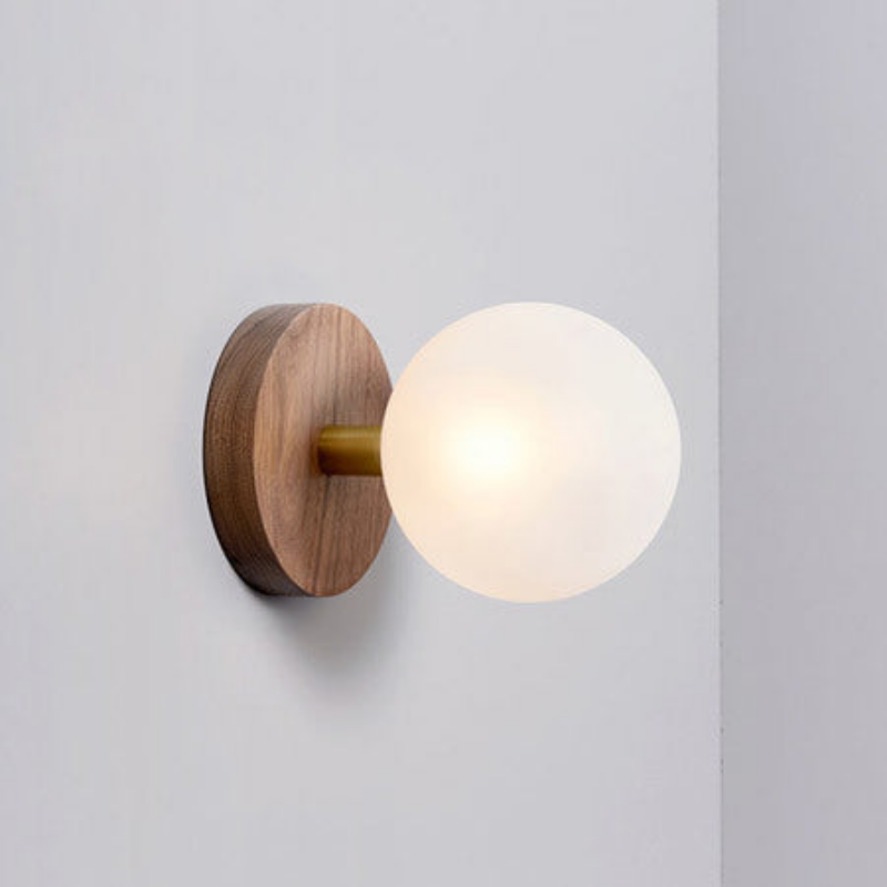 Élise Nordic Wood Glass Wall Lamp
