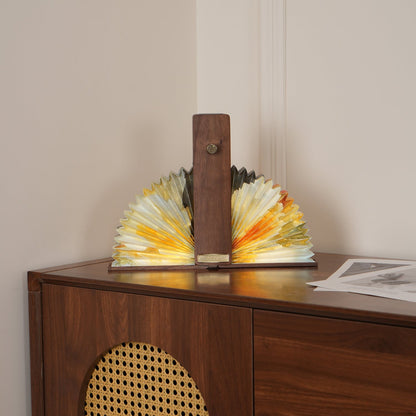 Lampe de table pliable Sophie en papier LED avec base en bois