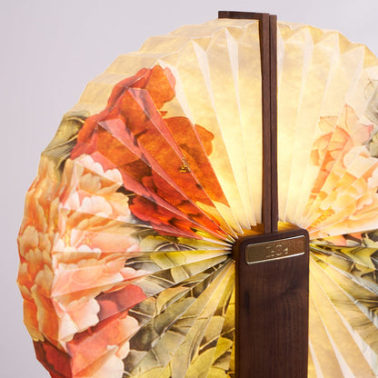 Lampe de table pliable Sophie en papier LED avec base en bois
