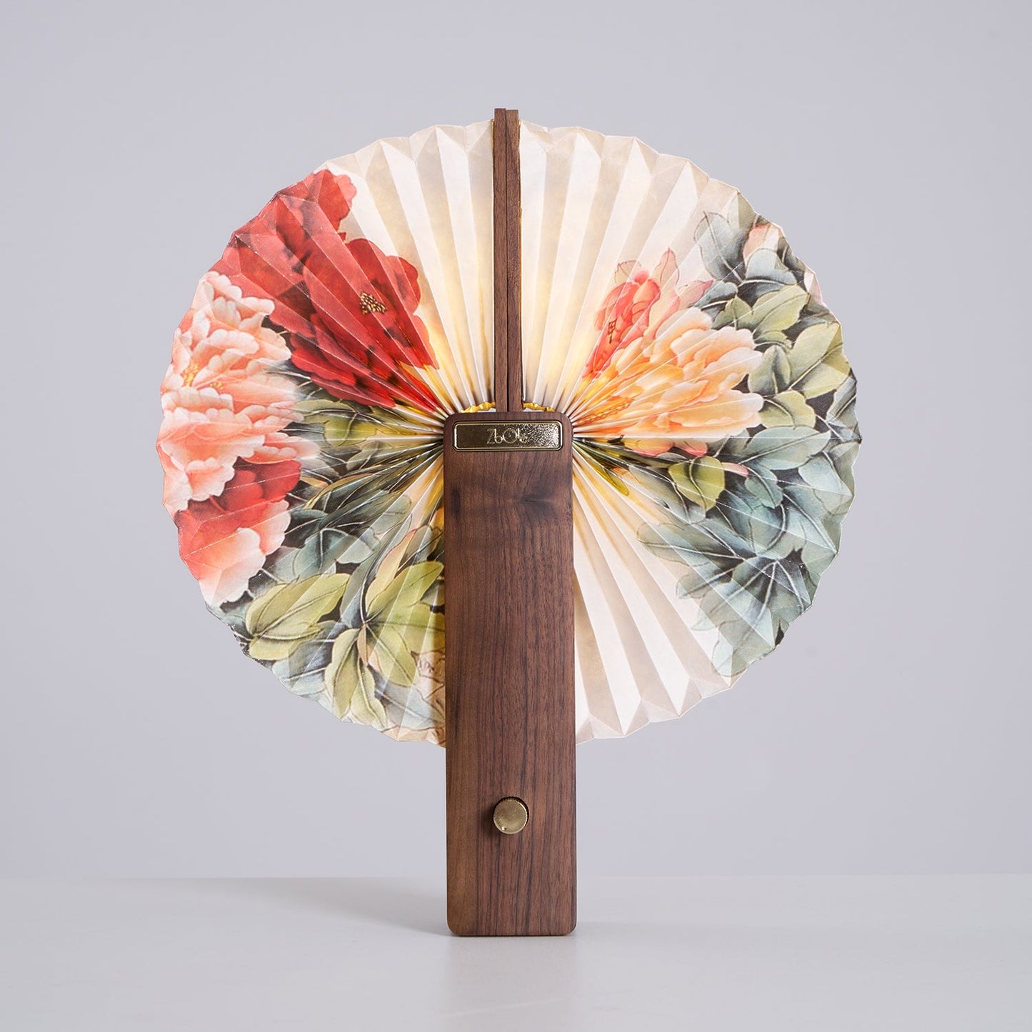 Lampe de table pliable Sophie en papier LED avec base en bois