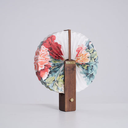 Lampe de table pliable Sophie en papier LED avec base en bois