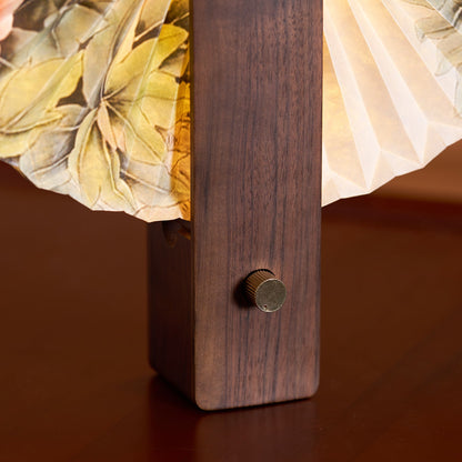 Lampe de table pliable Sophie en papier LED avec base en bois