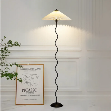 Sophie Lala Luxe Curve Table & Floor Lamp Pleated Textile Light