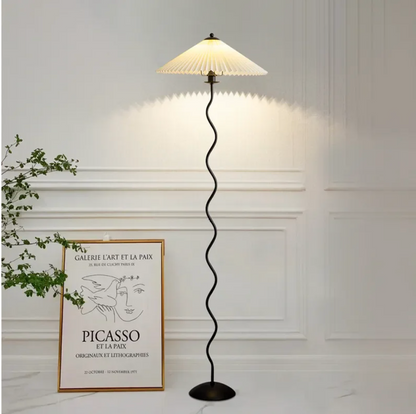 Sophie Lala Luxe Curve Table & Floor Lamp Pleated Textile Light