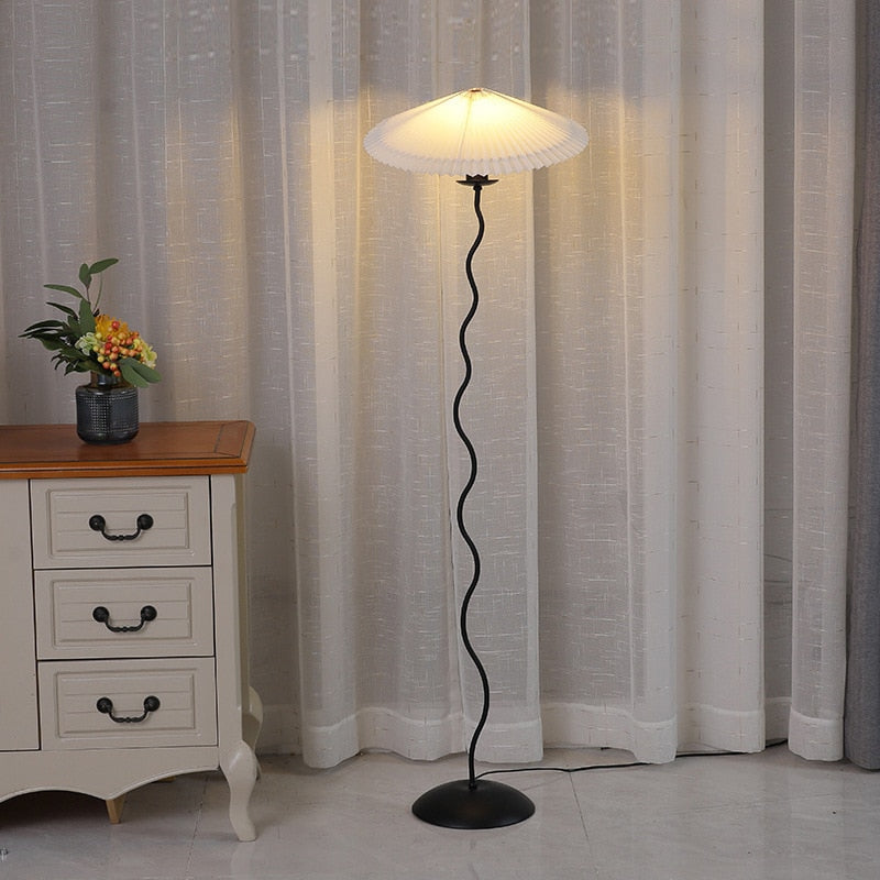 Sophie Lala Luxe Curve Table & Floor Lamp Pleated Textile Light
