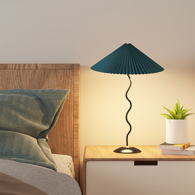 Sophie Lala Luxe Curve Table & Floor Lamp Pleated Textile Light