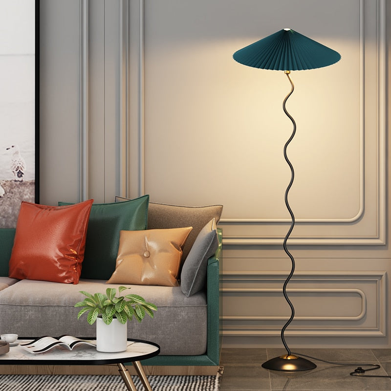Sophie Lala Luxe Curve Table & Floor Lamp Pleated Textile Light