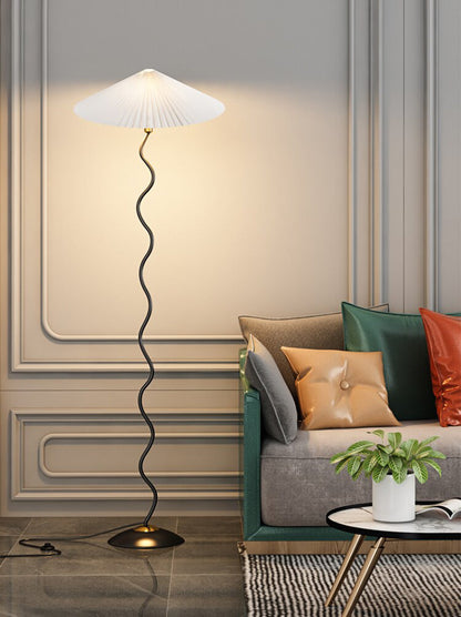 Sophie Lala Luxe Curve Table & Floor Lamp Pleated Textile Light