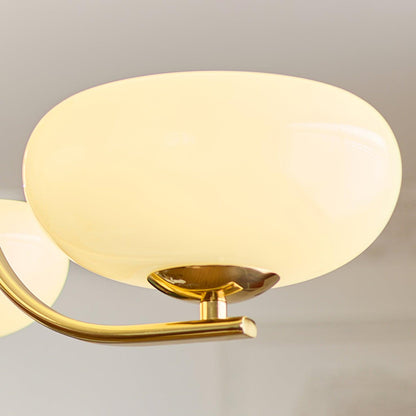 Juliette Classic Chandelier, Glass Shades with Oak and Metal Frame
