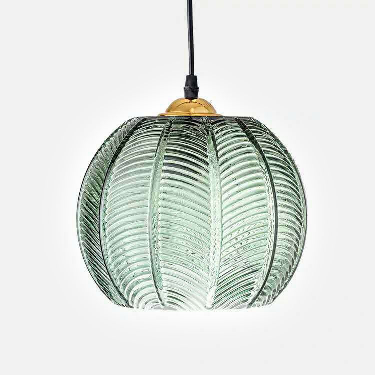 Suspension Camille en verre à motif de feuilles et accent doré