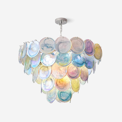 Lustre Margaux en verre, disques soufflés à la main avec structure métallique en cascade
