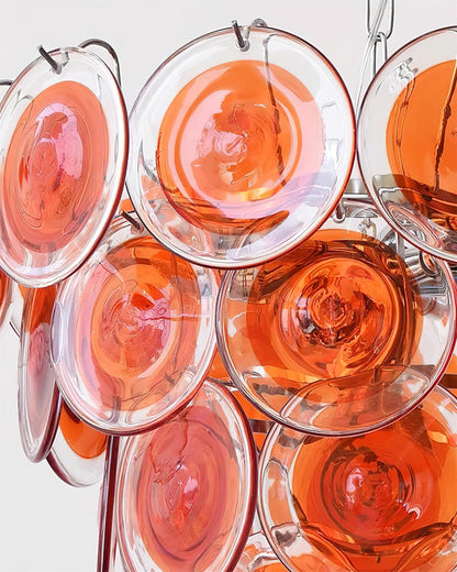 Lustre Margaux en verre, disques soufflés à la main avec structure métallique en cascade