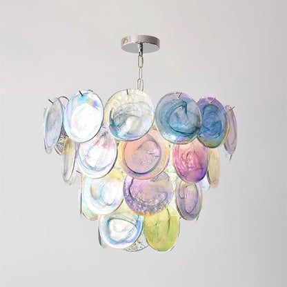 Lustre Margaux en verre, disques soufflés à la main avec structure métallique en cascade