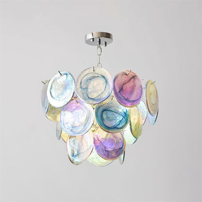 Lustre Margaux en verre, disques soufflés à la main avec structure métallique en cascade