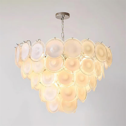 Lustre Margaux en verre, disques soufflés à la main avec structure métallique en cascade