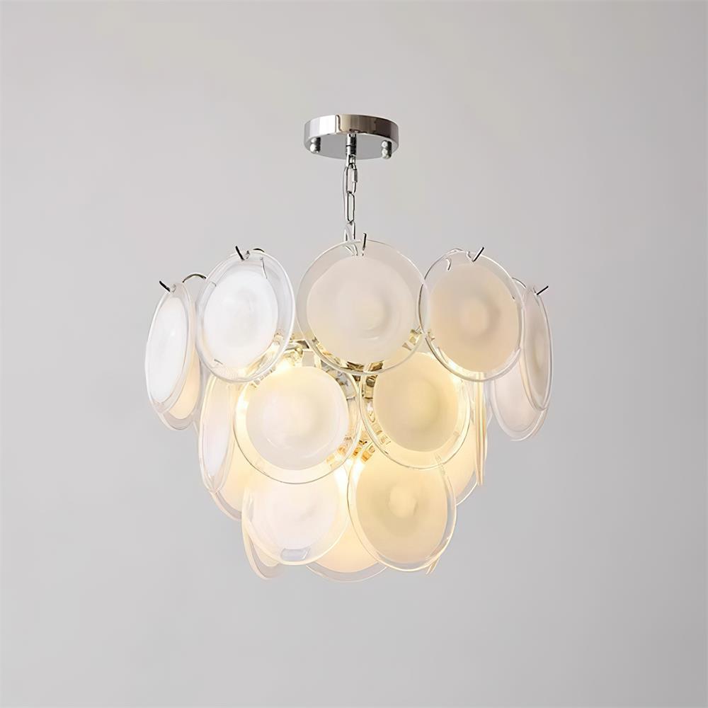Lustre Margaux en verre, disques soufflés à la main avec structure métallique en cascade