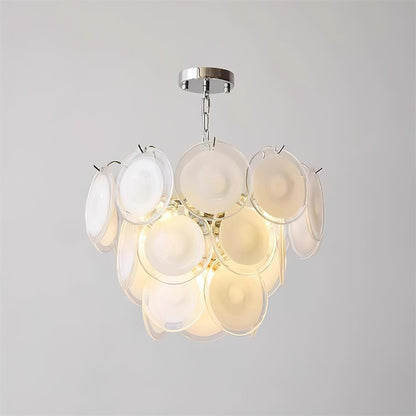 Lustre Margaux en verre, disques soufflés à la main avec structure métallique en cascade